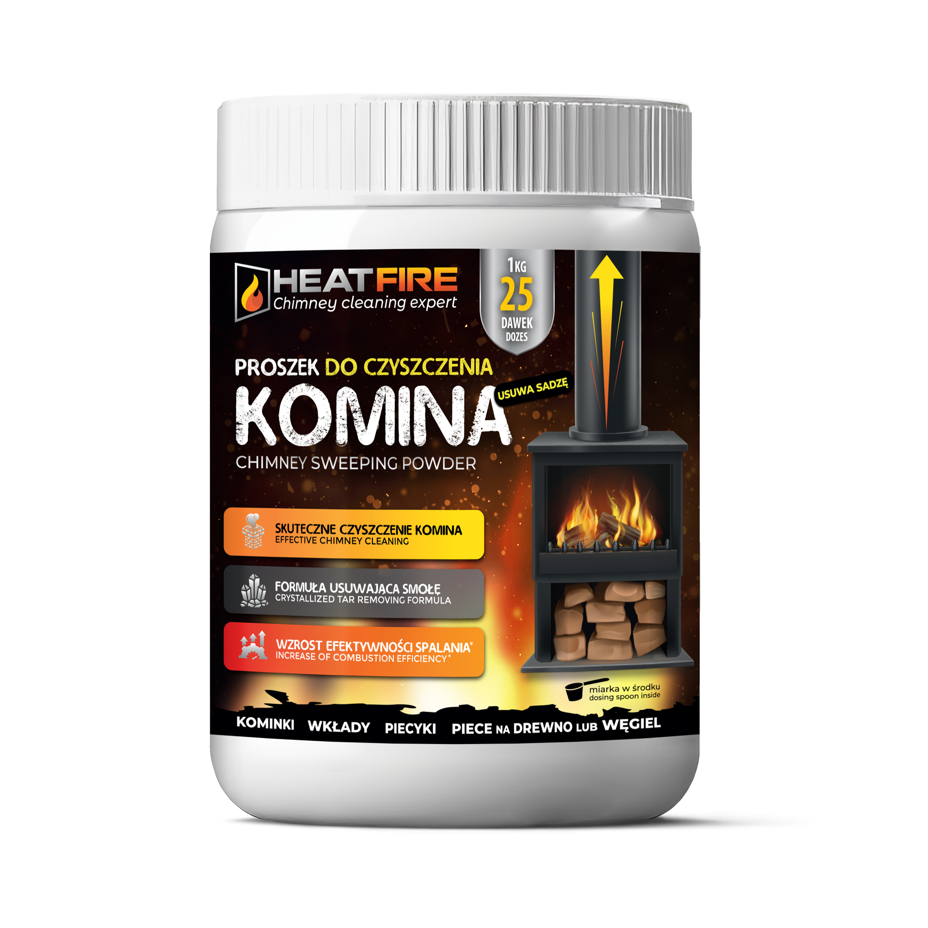 Heatfire proszek do kominka - środek do czyszczenia komina - antysadza